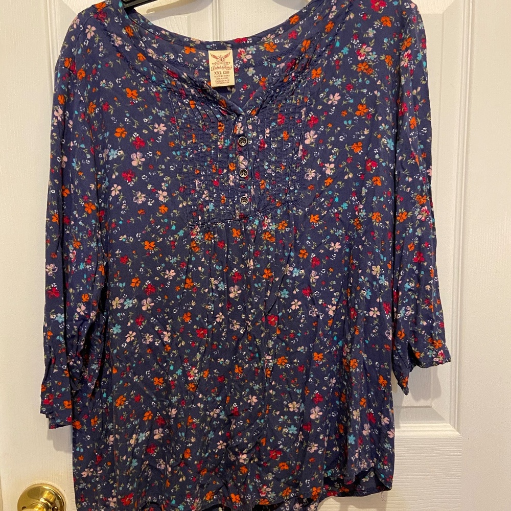 Navy floral blouse